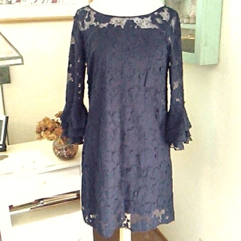 Jessica Howard Navy Blue Lace Dress